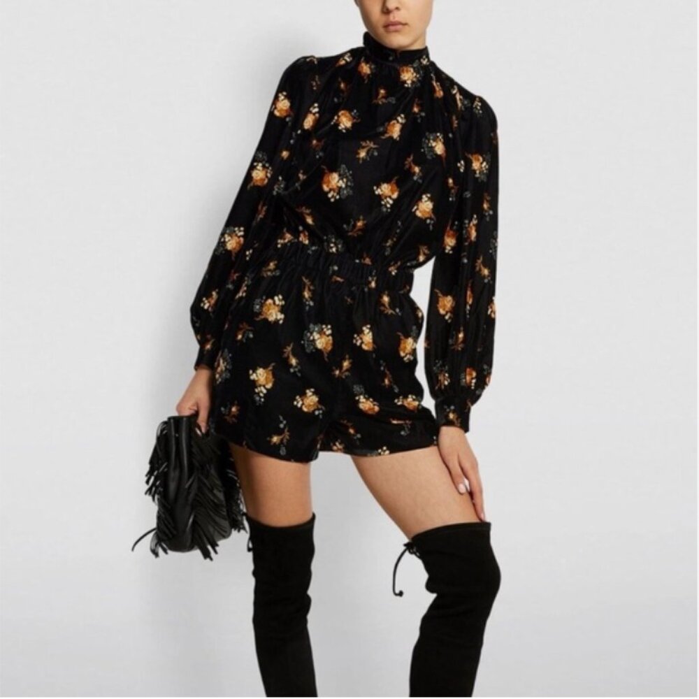 Maje Inouk Printed Velvet Romper